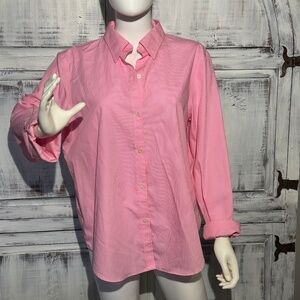 Lauren Ralph Lauen 100% Cotton Pink/White Pin Striped Womens XL Button Up Shirt